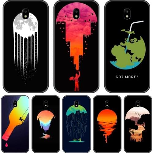 Phone Case For Samsung Galaxy J3 J5 J7 2015 2016 2017 J4 J6 J8 Plus 2018 J2 J5 J7 Prime Silicone Black Art Star Moon Back Cover