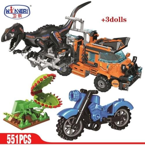 551pcs Capture Dinosaur Catching Truck Jurassic World Park Figures Building Blocks Bricks Education Toys for Children gifts 8052