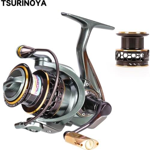 TSURINOYA JAGUAR 1000 2000 3000 Spinning Reel 10BB/5.2:1 Two Metal Spool Lure Fishing Reel Pesca Wheel Carretilhas De Pescaria
