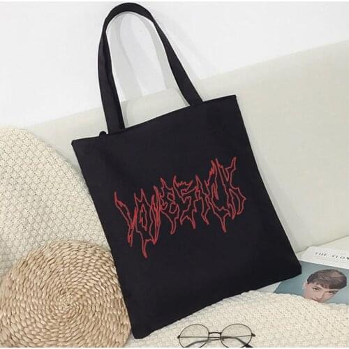 Korea Ulzzang Casual Large-capacity Hip-hop Female Ins Fun Punk Vintage Canvas Fashion College Bf Couple Harajuku Shoulder Bags