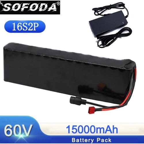 60V 16S2P 12Ah 18650 Li-ion Battery Pack 67.2V 10000mAh Ebike Electric bicycle Scooter with BMS 1000Watt T plug + charger