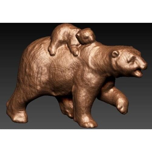 Motherly love Mama and baby bear 3D model for cnc 3D carved figure sculpture machine in STL file format