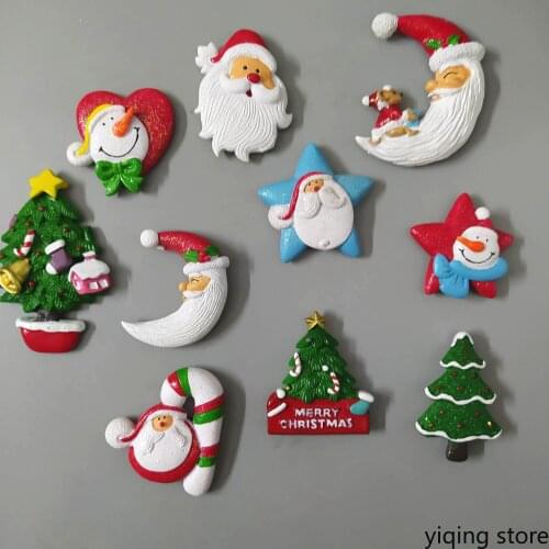 Cute Santa Claus Christmas Tree Pattern Refrigerator Magnet Stickers, Holiday Gift Decoration Props, Home Christmas Decorations