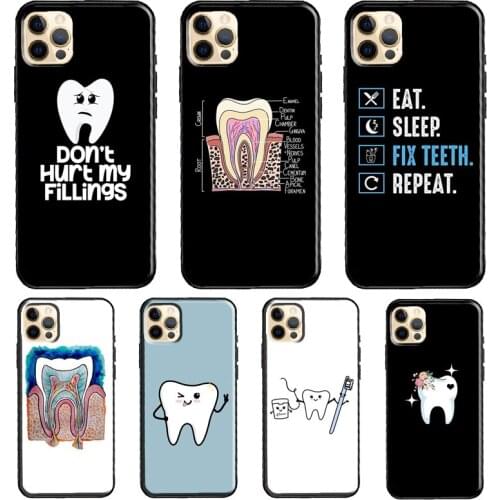 Dentist Tooth Pattern Soft Cover For iPhone 11 12 Pro Max XS XR X 12 mini SE 2020 5S 6S 7 8 Plus Phone Case