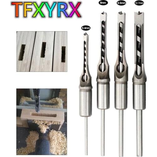 4/6pcs HSS Twist Drill Bit Set Square Auger Mortising Chisel Drill Tool Square Hole Woodworking Power Tool Accessory