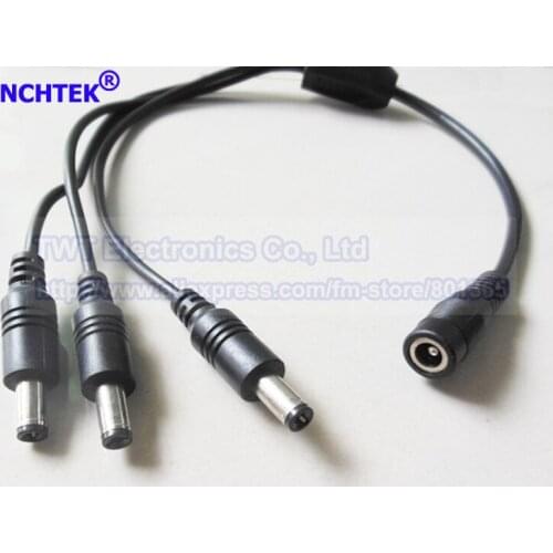 NCHTEK DC Power 1 Female To 3 Male Splitter Adapter Cable 5.5 x 2.1mm Strip Light CCTV Camera ,5.5/2.1/Free DHL Shipping/200PCS