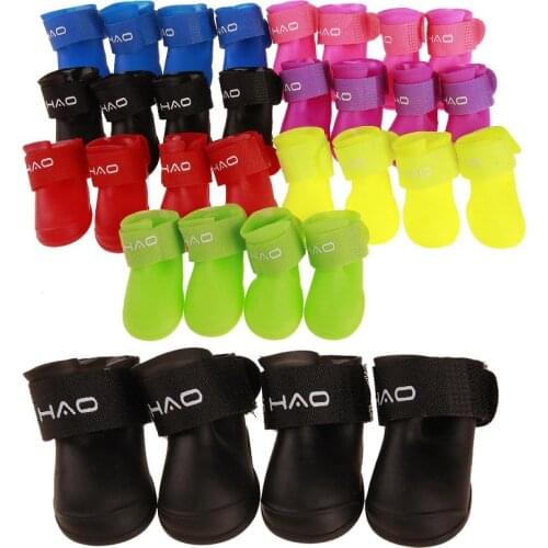 4pcs Pet Dog Shoes Waterproof Rain Pet Shoes for Small Dogs Puppy Rubber Boots Candy Color Puppy Shoes Pet Dog Products