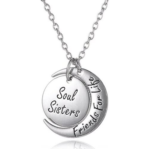 2016 hand stamped Jewelry "Soul Sisters Friends For Life" Two Piece Pendant Necklace for Best Friends Forever