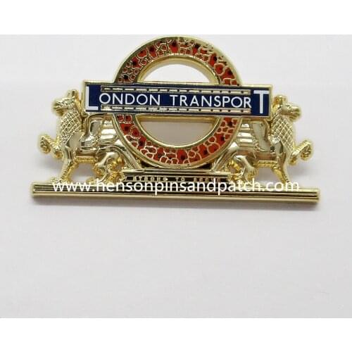 Custom 3D gold metal hard enamel badge for London transport
