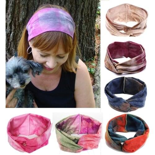 Women Headband Ombre Color head Band Twisted Knotted Headwrap Wide Turban Twist Knitted Cotton Hairband Hair Accessories