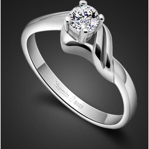 Simple Design 100% 925 Sterling Silver Ring Zircon Ring Women Ring Fashion Jewelry Anniversary birthday gift