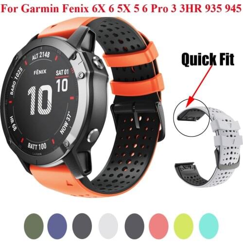 Smart Watch Band Straps 22/26mm For Garmin Fenix 6 6X 5X 5 3 3HR Forerunner 935 945 Quick Release Strap Silicone Bracelet Band