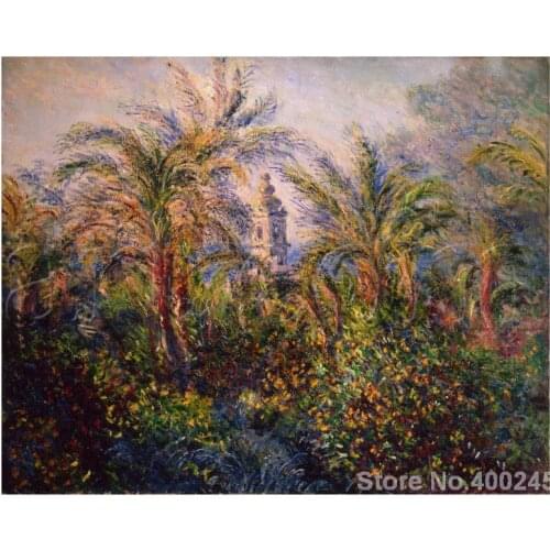 Christmas Gift art on Canvas Garden in Bordighera Impression of Morning by Claude Monet Painting High Quality Handmade