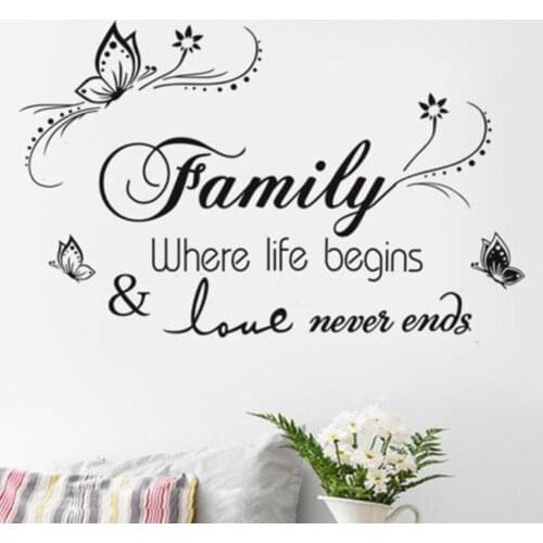 Family Wall Decals Quotes Wall Stickers phrases family art Decor Home love Living wall decoration Room N1S4