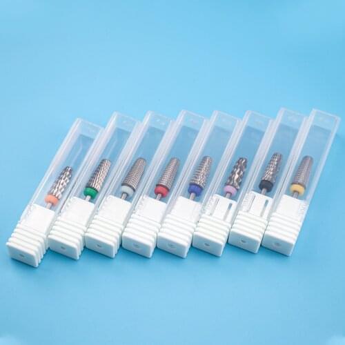 Carbide Nail Drill Bits with Prevent Dust from Flying Art Tool Accessories Bit Tapered Silver Coating 8 Types Tungsten Carbide