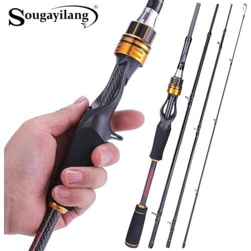 Sougayilang Portable 4 Section Casting Fishing Rods with 24 Ton Carbon Fiber Latest Serpentine Reel Seat UltraLight Pesca