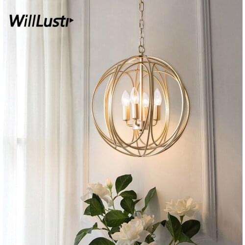 Vintage Metal Pendant Light Iron Globe Suspension Lamp Hotel Foyer Cafe Restaurant Lounge Bedroom Balcony Study American Hanging Lighting