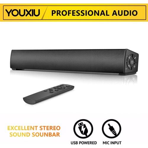 YOUXIU 20W Computer Bluetooth Sound Bar Desktop Subwoofer Speakers Wireless Portable Mini Soundbar with Remote Control for PC