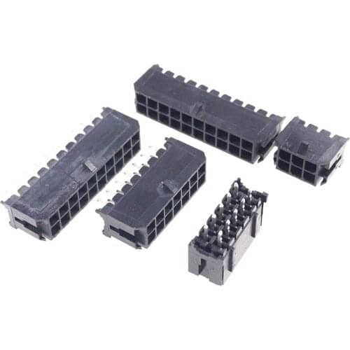 10 Pcs Micro-Fit 3.0 MM Connector Wafer Dual Row 2 4 6 8 10 12 14 16 18 20 24 Pin Straight Through Hole PCB Solder 43045