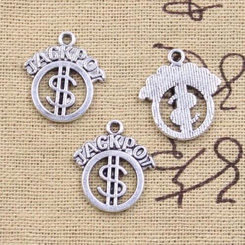 20pcs Charms Jackpot Money USD Bonus 20x18mm Antique Silver Color Pendants DIY Crafts Making Findings Handmade Tibetan Jewelry