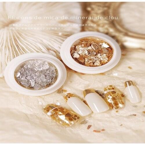 2021 Japanese Nail Art Metal High Shine Mineral Copper Gold Pieces Thin Fragments Irregular Mica Pieces Nail Patch Decorations
