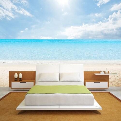 Beibehang Custom 3d wallpaper Sky Blue ocean beach natural landscape background wallpaper of the living room mural 3d wallpaper
