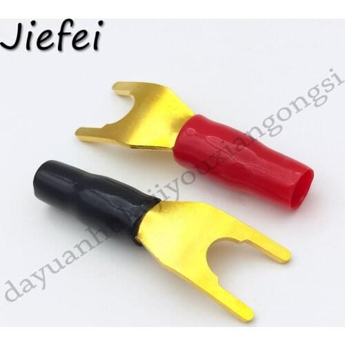 6Pcs New Y U spade banana Connectors Gold Plated Solderless Fork Speaker Banana Plug adapter