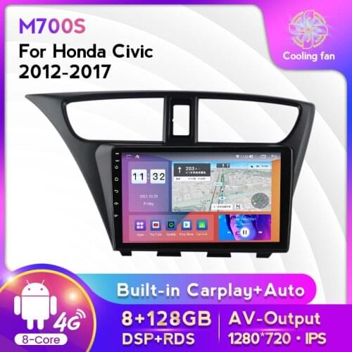 6G+128G Android 10.0 GPS Video Player For Honda Civic 2012-2017 Car Radio Multimedia System Support Carplay Auto BT RDS DSP BT