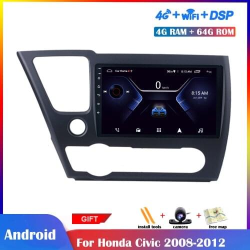 9 inch Android Multimedia Player For Honda Civic 2008-2012 Car Radio Stereo GPS Navigation DSP IPS Touch Screen Wifi