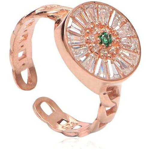 Baget Cubic Zirconia Mid-Green Adjustable Ring