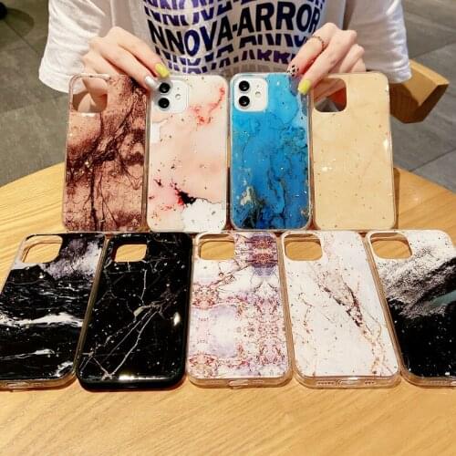 Bling Gold Foil Phone Case For iPhone 12 11 Pro Max XS Max XR X 6 6s 7 8 Plus SE 2 Luxury Marble Glitter Soft TPU For iPhone 12
