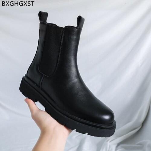 Black Chelsea Boots Men Round Toe Leather Boots for Men Male 2021 Ankle Boots Fashion Designer Men Casual Shoes Chaussure Homme