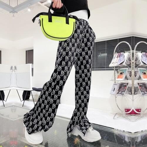 Childrens Clothes Girls Long Pants Cotton Wide Leg Pants Spring Summer High Waist Split Loose Trousers Fashion Printing drawers