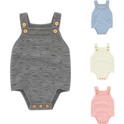 Infant Baby Boys Girls Solid Color Sleeveless Knitting Jumpsuit Spring Autumn Baby Boys Girl Knitting Bodysuits Baby Clothes