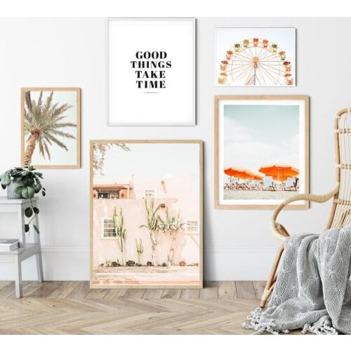 Coconut Tree Plant Sandbeach Landscape Canvas Painting Wall Art Nordic Posters and Prints Wall Pictures for Living Room Decor