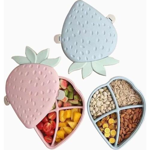 Strawberry Snack Plates Candy Container Nuts Holder Fruits Organizer Plastic Dishes Bowl Food Tray Home Kitchen Storage Box