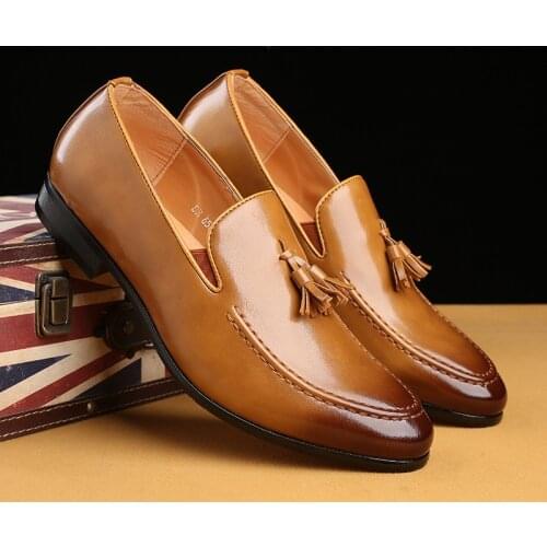 Mens Business Leather Shoes 2021 Spring New British Style Wild Trend Breathable Fashion Lace Pointed Toe Formal Casual Loafers