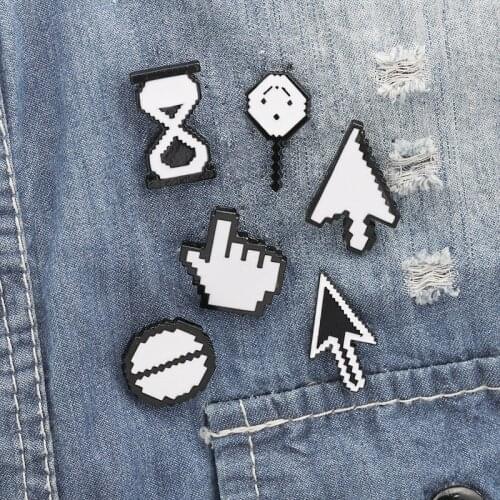 New computer mouse arrow mouse hand symbol hourglass magnifier, badge brooch child cartoon cute clothes jewelry badge