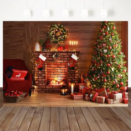 Christmas Photography Background Christmas Tree Gift Fireplace Backdrop Children Party Decorative props Banner For Photo Studio