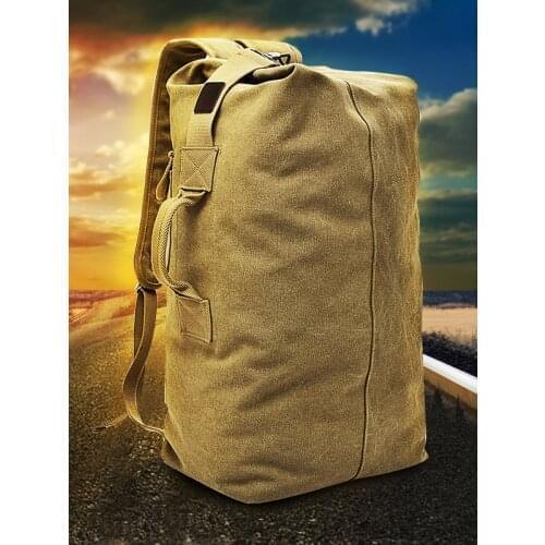 Backpack outdoor travel bucket backpack canvas mountaineering male ins super fire personality large-capacity luggage bag