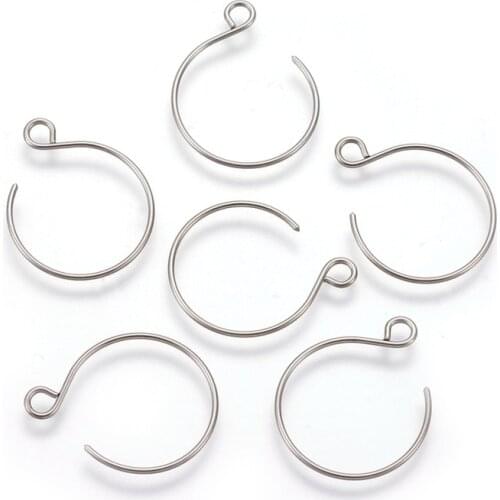 10pcs Vacuum Plating 304 Stainless Steel Earring Hooks 18.5x14x0.8mm, Hole: 2mm; Pin: 0.8mm F60