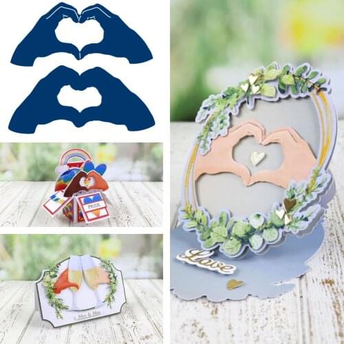Gesture Love Cutting Dies and Stamps Scrapbook Diary Decoration Stencil Embossing Template DIY Greeting Card Albums Big Die