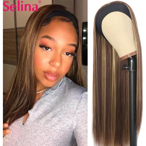 Synthetic Headband Wig Highlight Wig P27/33 Mixed Ombre Honey Blonde Straight Wigs Daily Party Cosplay Wig Heat Resistant Fiber