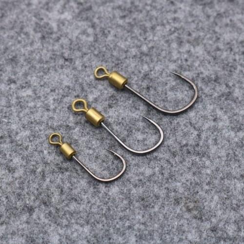 Fishing Swivel Connector Hooks Barbed Jig Hook Carp Fishing Jig Head High Carbon Steel 10pcs for Fly Fishing Accessories Tackle