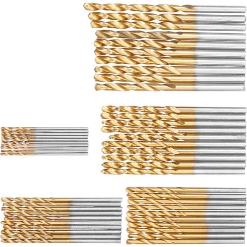 50Pcs HSS High Speed Steel Drill Bits Set Titanium Coated Drill Bits Tool High Quality Power Tools 1/1.5/2/2.5/3mm