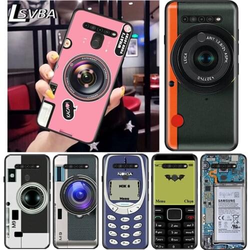 Funny Camera Retro Tape for LG G8 G8S G8X V30 V35 V40 V50 V60 ThinQ Q60 K40 K50 K30 K41 K51 K61 K71 K92 Black Phone Case