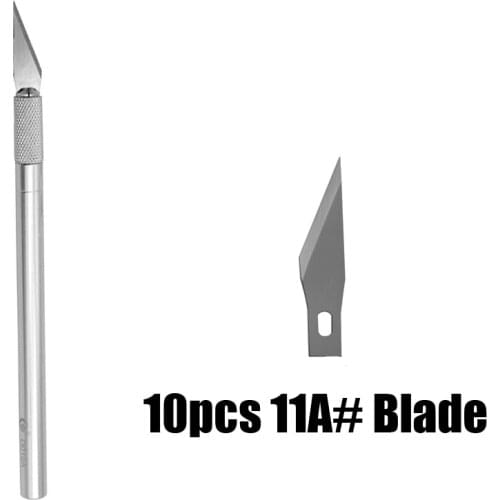 1 Knife Handle + 10pcs Blade Replacement 11A# Wood Cut Paper Knife PCB Repair Scalpel Knife DIY Cutting Tool