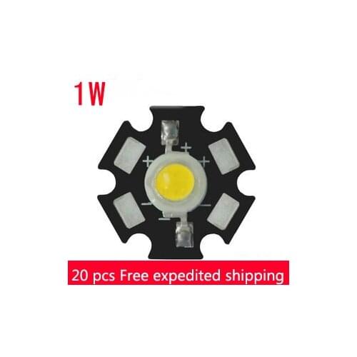 1W High Power Taiwan Epistar Chip LED Bulb Lamp Beads 110lm-120lm, Pure Cool White, Warm White, with heat sink/20pcs