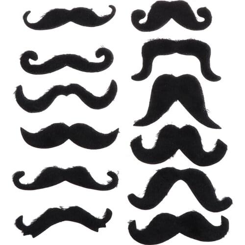 12pcs Funny Creative Costume Mustache Pirate Party Halloween Cosplay Fake Mustach Beard Whisker Kid Adult Novelty Party Supplies