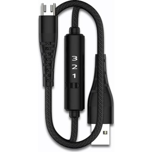 2 Pack 2m USB 3.0 3A fast Charging Micro USB Cable with LED Timer and Power Switch for Android Phones Power Bank Alum Alloy